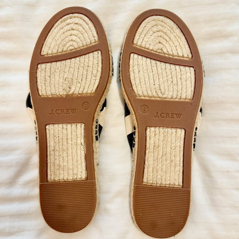 J. Crew Navy and White Striped Knotted Espadrilles Size 8 - Picture 4 of 5